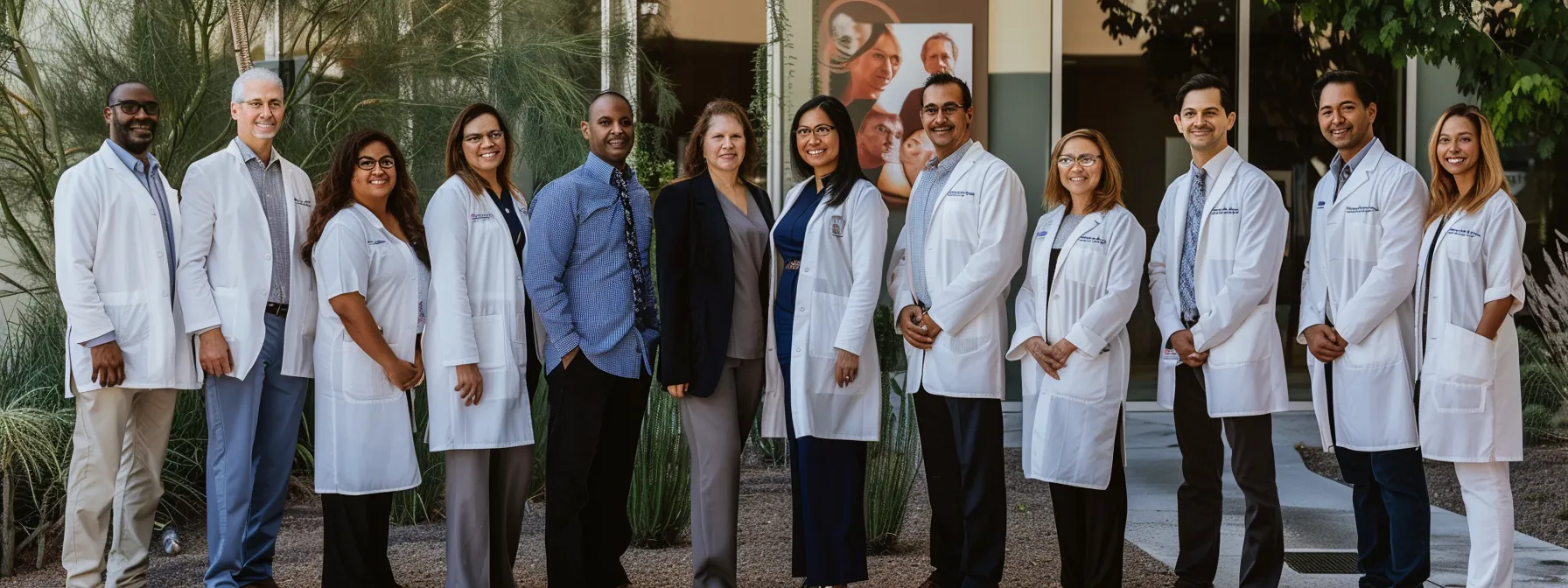 a diverse group of healthcare professionals in arizona collaboratively troubleshooting and navigating through various technological challenges in medicare adoption.